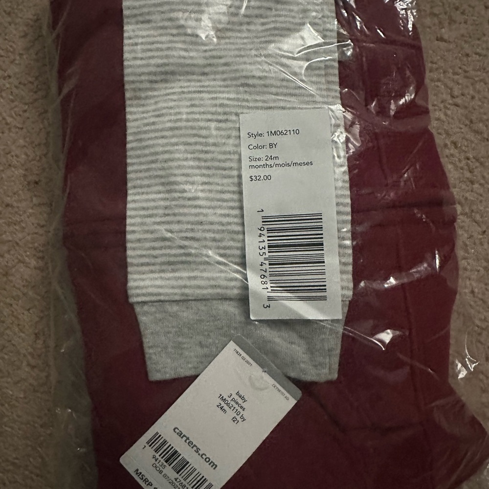 Carter's Gray and Burgundy 3 piece Set NWT - Picture 2 of 4